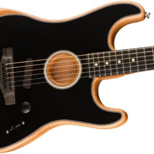 Fender American Acoustasonic Telecaster Guitar w/Bag, Ebony FB, Black