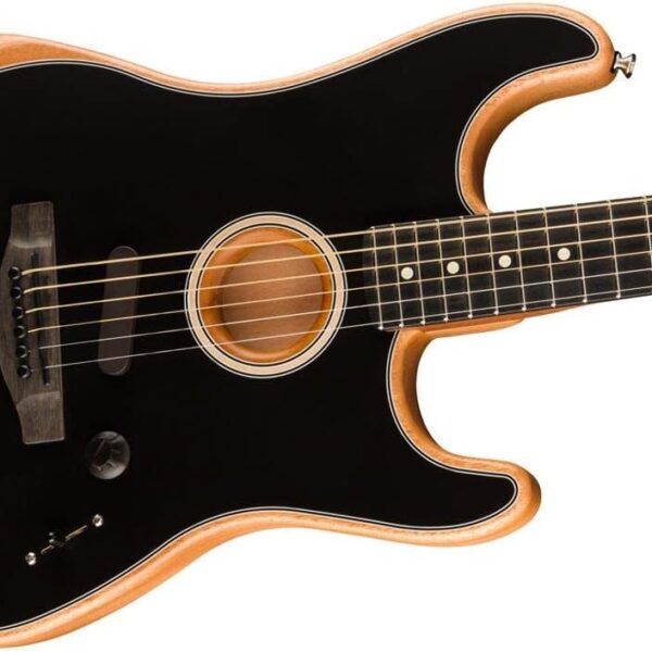 Fender American Acoustasonic Telecaster Guitar w/Bag, Ebony FB, Black