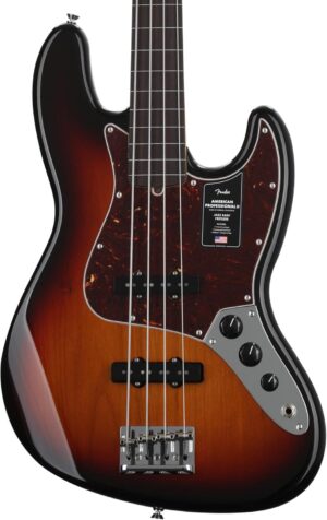 Fender American Professional II Jazz Bass Fretless Bass Guitar (3-Color Sunburst, Rosewood Fretboard)