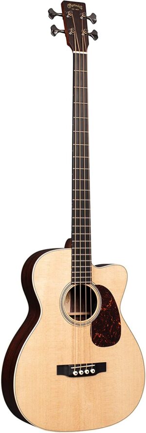 Martin Guitar BC-16E with Gig Bag, Acoustic-Electric Bass Guitar, Sitka Spruce and East Indian Rosewood Construction, Gloss-Top Finish, M-14 Fret, and Low Oval Neck Shape