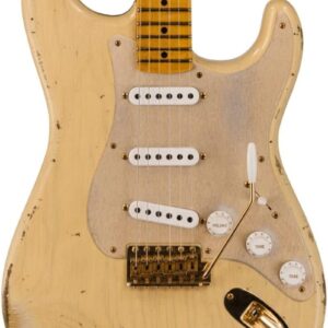 Fender Custom Shop Limited Edition '55 Bone Tone Stratocaster Relic Electric Guitar (Aged Honey Blonde with Gold Hardware)