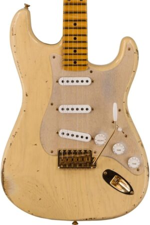 Fender Custom Shop Limited Edition '55 Bone Tone Stratocaster Relic Electric Guitar (Aged Honey Blonde with Gold Hardware)