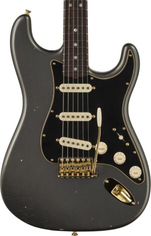 Fender Custom Shop Limited-edition '65 Dual-Mag Strat Journeyman Relic Electric Guitar - Faded Aged Charcoal Frost Metal