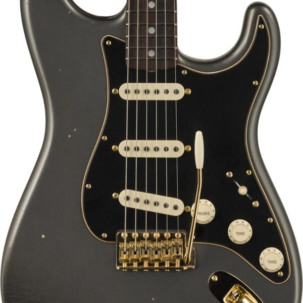 Fender Custom Shop Limited-edition '65 Dual-Mag Strat Journeyman Relic Electric Guitar - Faded Aged Charcoal Frost Metal