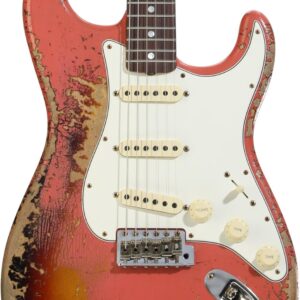 Fender Custom Shop 1965 Stratocaster Electric Guitar - Super Faded Aged Tahitian Coral over 3-Color Sunburst, Super Heavy