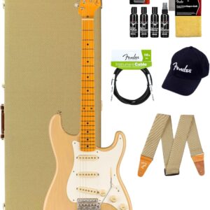 Fender American Vintage II 1957 Stratocaster - Vintage Blonde Bundle with Case, Hat, Strap, Cable, and Guitar Cleaning Kit