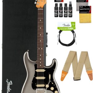Fender American Professional II Stratocaster HSS - Mercury Bundle With Case, Strap, Cable, and Guitar Cleaning Kit