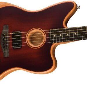 Fender American Acoustasonic Jazzmaster All-Mahogany Acoustic Electric Guitar, Bourbon Burst, Ebony Fingerboard, with Gig Bag