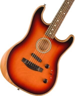 Fender American Acoustasonic Stratocaster Acoustic Electric Guitar, 3-Color Sunburst, Ebony Fingerboard, with Gig Bag