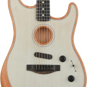 Fender American Acoustasonic Stratocaster Acoustic Electric Guitar, Transparent Sonic Blue, Ebony Fingerboard, with Gig Bag