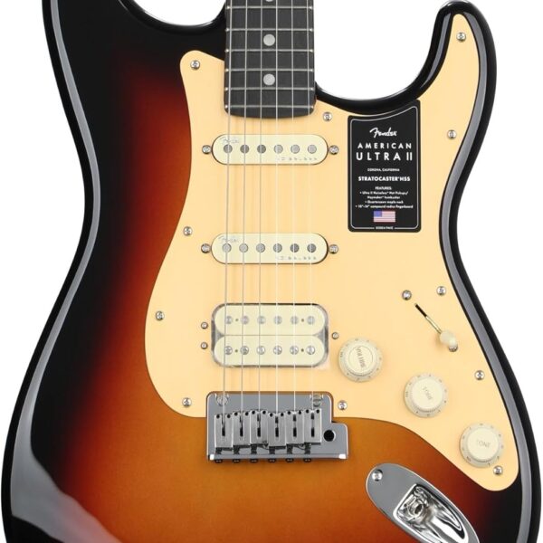 Fender American Ultra II Stratocaster HSS Electric Guitar - Ultraburst Finish, Ebony Fingerboard, Includes Tuner and Strap