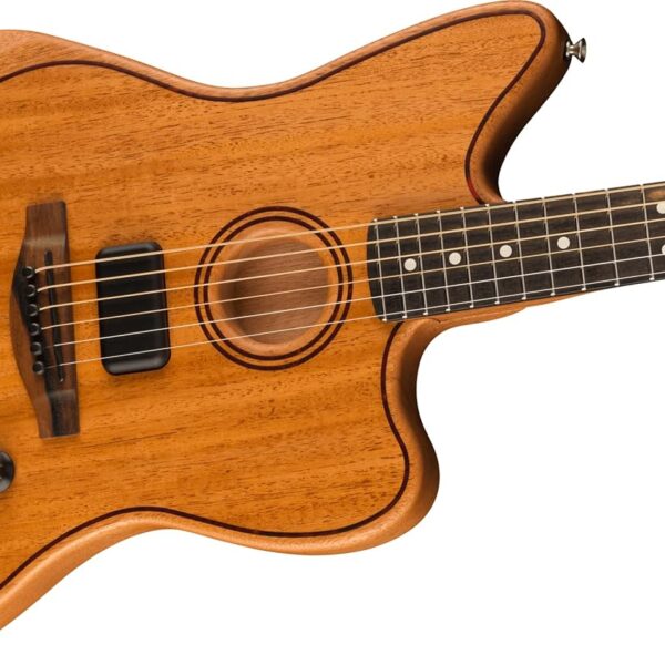 Fender American Acoustasonic Jazzmaster All-Mahogany Acoustic Electric Guitar, Natural, Ebony Fingerboard, with Gig Bag