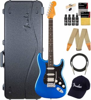 Fender American Ultra II Stratocaster HSS – Noble Blue Bundle